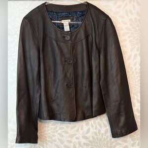 Vintage 90s Y2K Worthington Women’s XL Dark Brown Leather Swing Jacket Coat